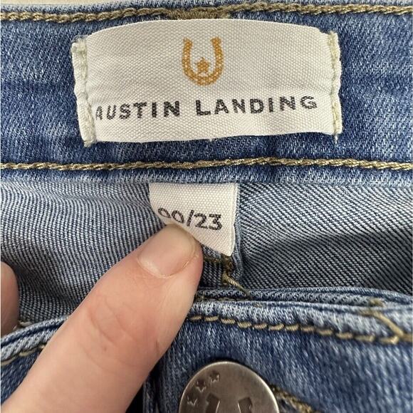 Austin Landing Womens Star Flare Jeans Size 00 Blue Stretch Crystal Western - Picture 2 of 12